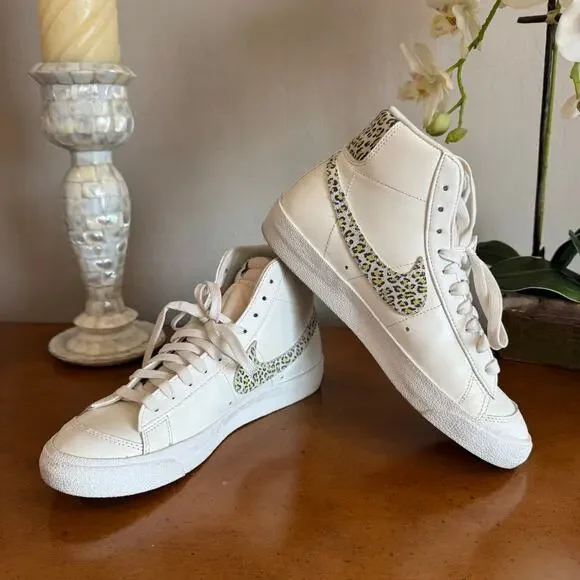 Nike Blazer Mid 77 SE Lemon Leopard Womens 10 White - Picture 2 of 14